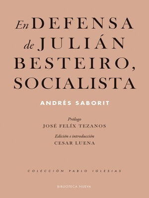 cover image of En defensa de Julián Besteiro, socialista